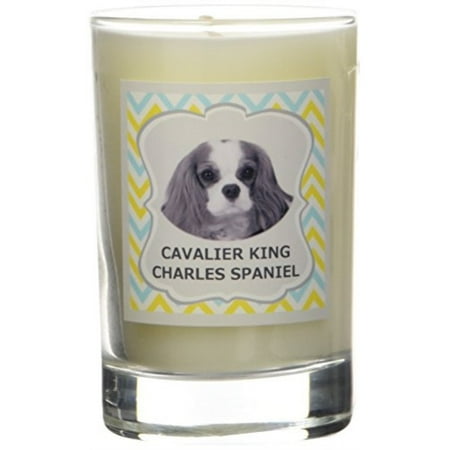 aroma paws breed candle in glass with gift box, cavalier king charles spaniel