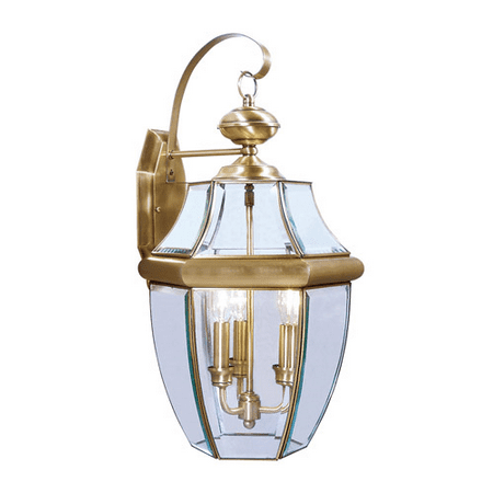 

Wall Sconces 3 Light With Clear Beveled Glass Antique Brass Finish size 23 in 180 Watts - World of Crystal