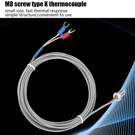 Agatige Thermocouple Thermocouple Probe M8 Screw Thread Type K Thermocouple Temperature Sensor Wire 0-400℃
Agatige Thermocouple Thermocouple Probe M8 Screw Thread Type K Thermocouple Temperature Sensor Wire 0-400℃