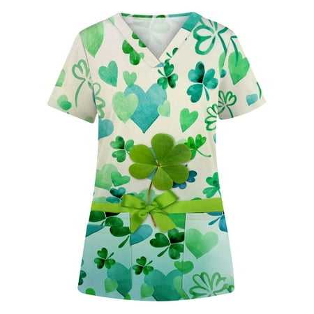 KEVCHE St. Patrick s Women s Printed Short Sleeve V-neck Top Work Uniform Pocket Top Multicolor/S
KEVCHE St. Patrick s Women s Printed Short Sleeve V-neck Top Work Uniform Pocket Top Multicolor/S