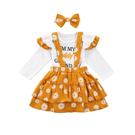 Frobukio 3Pcs Kids Baby Girls Clothes Letter Printed Fly Long Sleeve Romper+Flowers Suspender Skirt Headband Yellow 0-3 Months
Frobukio 3Pcs Kids Baby Girls Clothes Letter Printed Fly Long Sleeve Romper+Flowers Suspender Skirt Headband Yellow 0-3 Months