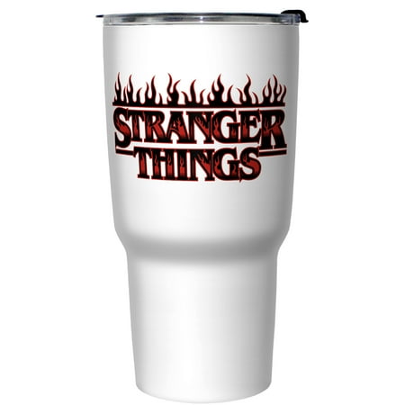 Stranger Things Fiery Logo Stainless Steel Tumbler w/Lid White