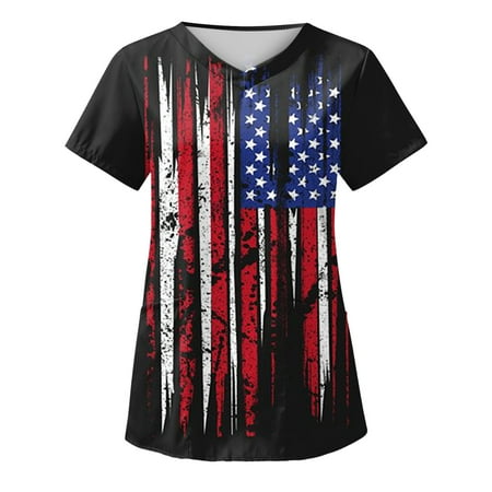 4th Of July American Flag Tops Scrubs For Women Tops Printed Summer Printed Care V Neck Shirts With Pocket Nursing Uniforms For Women
4th Of July American Flag Tops Scrubs For Women Tops Printed Summer Printed Care V Neck Shirts With Pocket Nursing Uniforms For Women