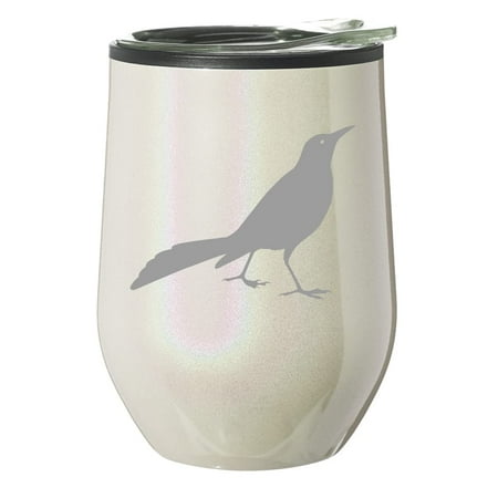Stemless Wine Tumbler Coffee Travel Mug Glass With Lid Gift Grackle Bird (Pearl Glitter)
Stemless Wine Tumbler Coffee Travel Mug Glass With Lid Gift Grackle Bird (Pearl Glitter)