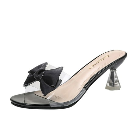 Luiyenes Heel Middle Bow Heel Fashion Summer Transparent Glass And Women Spring Belt Sandals Women s sandals