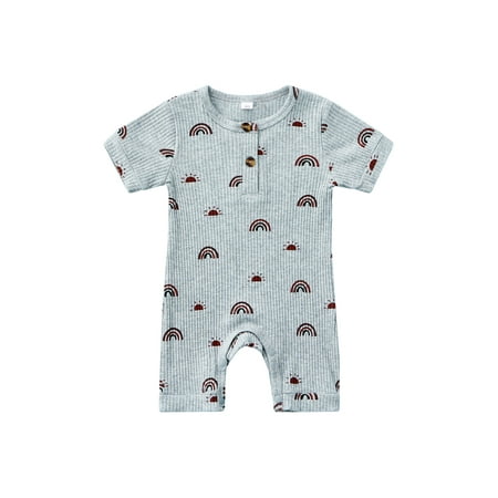 Listenwind Toddler Baby Boys Girls Summer Jumpsuit Casual Button Round Neck Rainbow Print Short Sleeve Romper
Listenwind Toddler Baby Boys Girls Summer Jumpsuit Casual Button Round Neck Rainbow Print Short Sleeve Romper