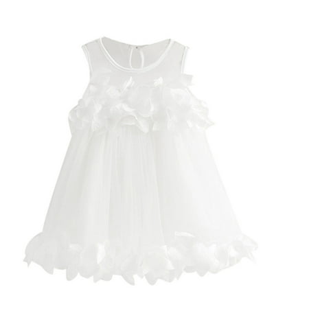 OVTICZA Baby Toddler Floral Tulle Tutu Dress Sleeveless Summer Dresses Sundress for Girls White 90/10