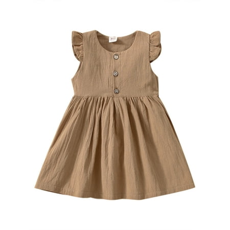 LSFYSZD Girl Dress Children Round Neck Fly Sleeve Solid Color Button High Waist Casual One Piece Skirt
LSFYSZD Girl Dress Children Round Neck Fly Sleeve Solid Color Button High Waist Casual One Piece Skirt