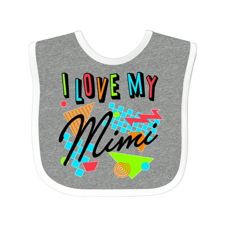 Inktastic I Love My Mimi- 80s Retro Style Gift Baby Boy or Baby Girl Bib
