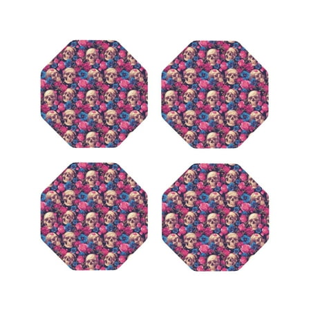 Leather Coasters Set of 4 - Skull rose blue flower Lightweight Non-Slip Drink Coasters for Desk Anti-Scalding Desk Cup Coasters for Office Table Decor Octagon
Leather Coasters Set of 4 - Skull rose blue flower Lightweight Non-Slip Drink Coasters for Desk Anti-Scalding Desk Cup Coasters for Office Table Decor Octagon