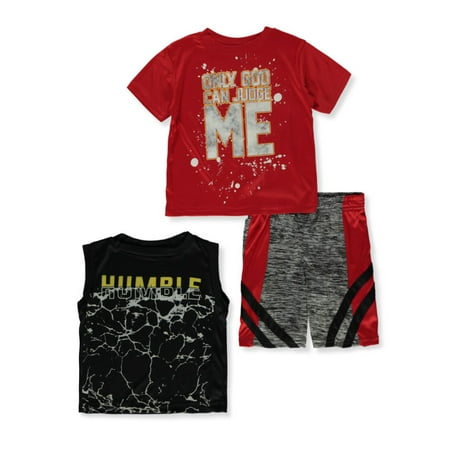 24/7-365 Baby Boys 3-Piece Humble Shorts Set Outfit - red 12 months (Infant)