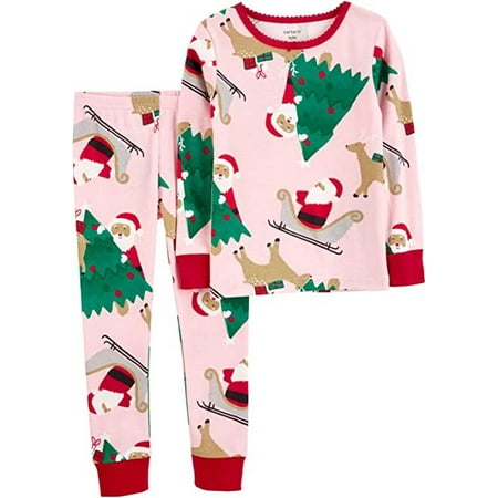 Carter s PINK CHRISTMAS/SANTA Baby Girls 2-pc. Pajama Set US 18 Mos