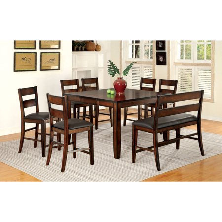 Furniture of America Dollarend 8-Piece Counter Height Dining Set, Dark Cherry