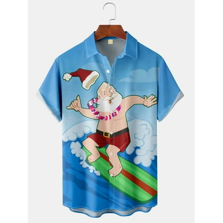 MLFU Mens Christmas Santa Surfing Print Breathable Chest Pocket Button Casual Hawaiian Shirt
MLFU Mens Christmas Santa Surfing Print Breathable Chest Pocket Button Casual Hawaiian Shirt