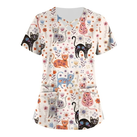 SHUDAGENG Womens Tops Plus Size Cute Printed Scrub Working Uniform Tops for Womens Cross V Neck Short Sleeve Fun T-shirtss Workwear Tee with Pockets Pink L
SHUDAGENG Womens Tops Plus Size Cute Printed Scrub Working Uniform Tops for Womens Cross V Neck Short Sleeve Fun T-shirtss Workwear Tee with Pockets Pink L