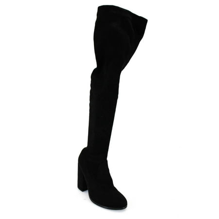 Pre-owned|Sol Sana Womens Faux Suede Over Knee Block Heel Boots Black Size 36 6