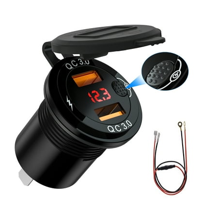 12V/24V Metal Waterproof Dual QC3.0 USB Fast Car Charger Power Outlet Voltmeter
12V/24V Metal Waterproof Dual QC3.0 USB Fast Car Charger Power Outlet Voltmeter