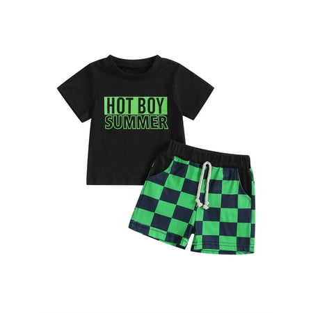 Arvbitana Toddler Infant Boys Summer Casual Outfits Letter Print Crew Neck Short Sleeve T-Shirt and Checkerboard Print Stretch Waist Shorts 0-3T
Arvbitana Toddler Infant Boys Summer Casual Outfits Letter Print Crew Neck Short Sleeve T-Shirt and Checkerboard Print Stretch Waist Shorts 0-3T