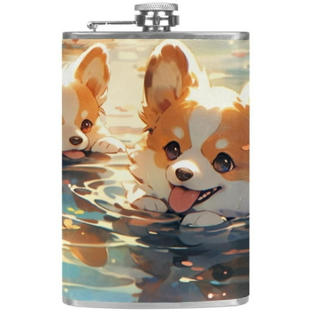 josid Cute corgi Puppy 3.6x6in Stainless Steel Small Flask Leak-Proof Stainless Steel Construction Wrapped in Premium Two-Layer Leather Nano-Printed Design 227ml Capacity
josid Cute corgi Puppy 3.6x6in Stainless Steel Small Flask Leak-Proof Stainless Steel Construction Wrapped in Premium Two-Layer Leather Nano-Printed Design 227ml Capacity