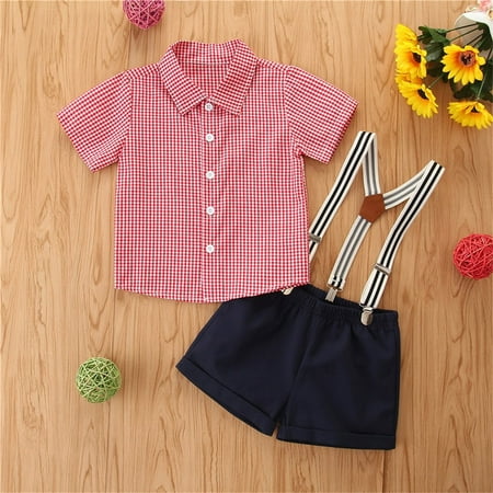 Toddler Boys Outfit Sets Short Sleeve Shirt Top Back Strap Shorts Suit For 3 To 24 Months
Toddler Boys Outfit Sets Short Sleeve Shirt Top Back Strap Shorts Suit For 3 To 24 Months
