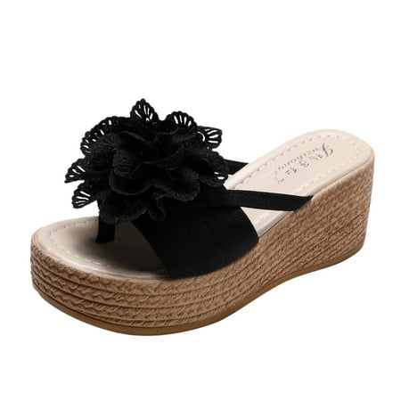 dmqupv Sparkly Sandals for Women and Bottom Summer Fashion Thick and Fabric Flowers Slippers Ladies Sandals Women Dressy Summer Sandal Black 8
dmqupv Sparkly Sandals for Women and Bottom Summer Fashion Thick and Fabric Flowers Slippers Ladies Sandals Women Dressy Summer Sandal Black 8
