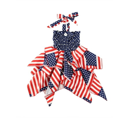 Canrulo Toddler Baby Girl 4th of July Dress American Flag Print Ruffle Sleeveless Halter Dress Independence Day Clothes Blue 4-5 Years
Canrulo Toddler Baby Girl 4th of July Dress American Flag Print Ruffle Sleeveless Halter Dress Independence Day Clothes Blue 4-5 Years