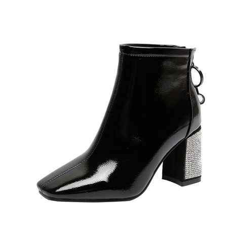Black Boots for Women Ankle Boots Autumn And Winter Fashion Rhinestone Decoration Comfortable Square Toe Square Heel Chunky Heel Ankle Boots for Women PU Black
Black Boots for Women Ankle Boots Autumn And Winter Fashion Rhinestone Decoration Comfortable Square Toe Square Heel Chunky Heel Ankle Boots for Women PU Black