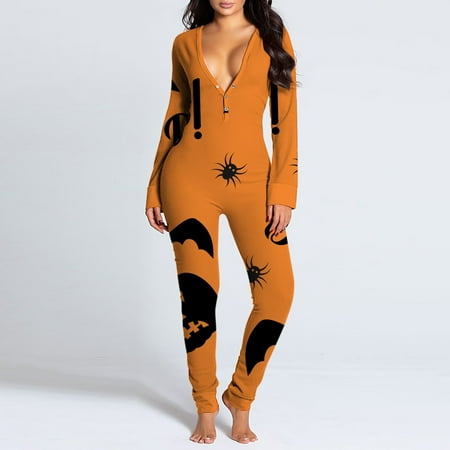 TMOYZQ Halloween Women s Sexy Jumpsuit Sleepwear Bandage Long Sleeve Onesies Pajamas V-Neck Button-down Rompers Bat Pumpkin Printed Functional Back Flap Adults Underwear Bodysuit Overalls
TMOYZQ Halloween Women s Sexy Jumpsuit Sleepwear Bandage Long Sleeve Onesies Pajamas V-Neck Button-down Rompers Bat Pumpkin Printed Functional Back Flap Adults Underwear Bodysuit Overalls