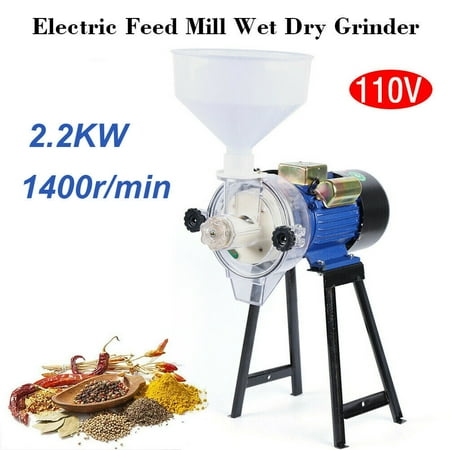TFCFL Electric Grinder Machine Grain Corn Wheat Cereal Feed Wet Mill+Funnel