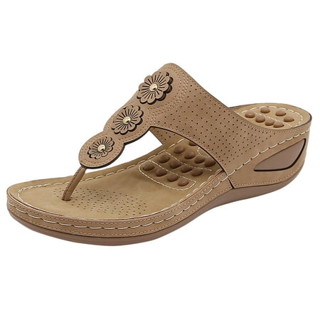 

semimay women sandals summer casual versatile flowers comfortable massage thick soled comfortable non slip filp flops