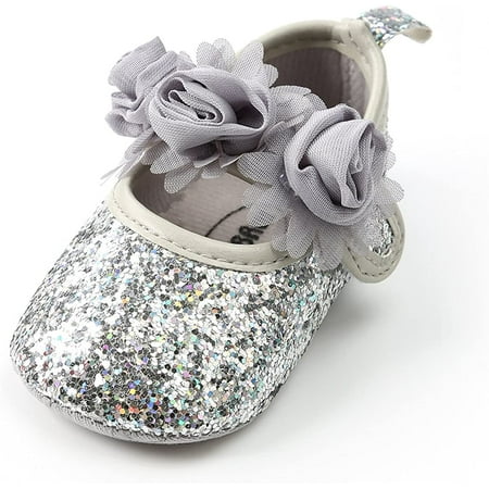 QWZNDZGR Baby Girl Moccasins Princess Sparkly Mary Jane Dresses Shoes Premium Lightweight Soft Sole Crib Shoes Toddler Shoes