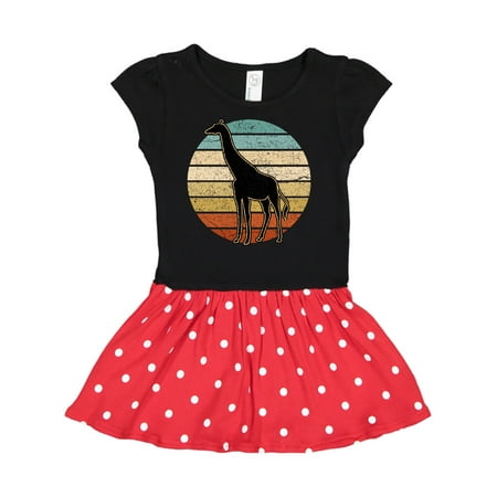 Inktastic Giraffe African Animal Retro Sunset Gift Toddler Girl Dress