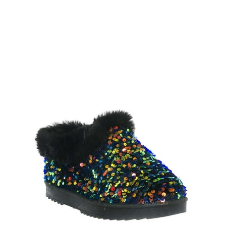 Shearling Sequins Slipper - Women Faux Fur Lined Bootie