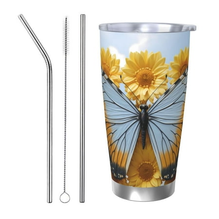 Susaid Vibrant Butterfly And Sunflowers Print 20oz Car Cup Insulated Coffee Cup Fully Spill Proof Travel Coffee Mug Stainless Steel Tumbler for Work Home Outdoor Car-Straw Three-piece Set
Susaid Vibrant Butterfly And Sunflowers Print 20oz Car Cup Insulated Coffee Cup Fully Spill Proof Travel Coffee Mug Stainless Steel Tumbler for Work Home Outdoor Car-Straw Three-piece Set