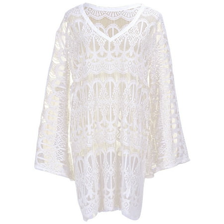 TINYSOME Womens Summer Long Flare Sleeves Beach Mini Dress Solid White Color Hollow Out C
TINYSOME Womens Summer Long Flare Sleeves Beach Mini Dress Solid White Color Hollow Out C