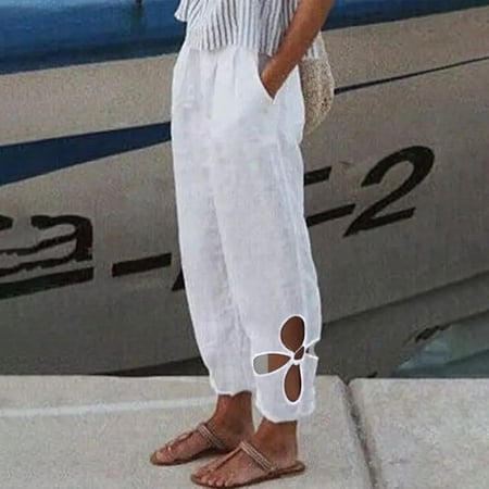 Womens Cotton Linen Capri Pants Summer Elastic Waisted Casual Pants Wide Leg Loose Fit Comfy Pajama Beach Trousers EKOUSN
Womens Cotton Linen Capri Pants Summer Elastic Waisted Casual Pants Wide Leg Loose Fit Comfy Pajama Beach Trousers EKOUSN