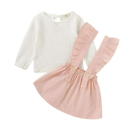 GRNSHTS Toddler Baby Girl Cotton Linen Long Sleeve Shirt + Ruffled Suspender Skirt Outfits Pink 5-6T
GRNSHTS Toddler Baby Girl Cotton Linen Long Sleeve Shirt + Ruffled Suspender Skirt Outfits Pink 5-6T