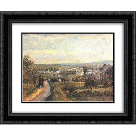 Camille Pissarro 2x Matted 24x20 Black Ornate Framed Art Print 'View of Saint Ouen L'Aumone'