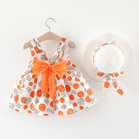 Tking Fashion Toddler Baby Kids Girl Sleeveless Strap Dot Print Bow Princess Dresses Hat Orange 90
Tking Fashion Toddler Baby Kids Girl Sleeveless Strap Dot Print Bow Princess Dresses Hat Orange 90