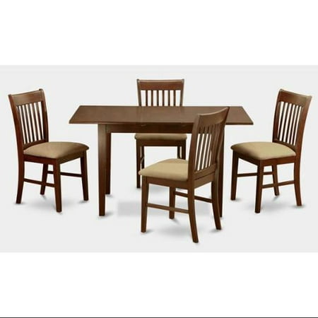 5-Pc Rectangular Dining Table and Upholstered Seat Chair Set