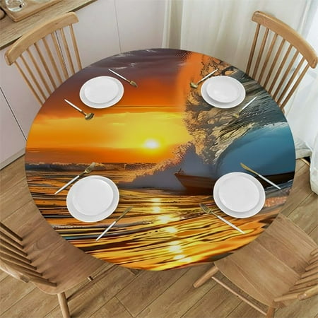 BCIIG Sunset Boat Wave Round Table Cover Stain Resistant Washable Indoor Outdoor Tablecloth Kitchen Dining Wedding Parties Full Width Single-Sided Printing 100% Polyester Fiber 42-46
BCIIG Sunset Boat Wave Round Table Cover Stain Resistant Washable Indoor Outdoor Tablecloth Kitchen Dining Wedding Parties Full Width Single-Sided Printing 100% Polyester Fiber 42-46
