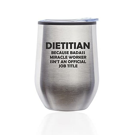 Stemless Wine Tumbler Coffee Travel Mug Glass with Lid Dietitian Miracle Worker Job Title Funny (Silver)
Stemless Wine Tumbler Coffee Travel Mug Glass with Lid Dietitian Miracle Worker Job Title Funny (Silver)