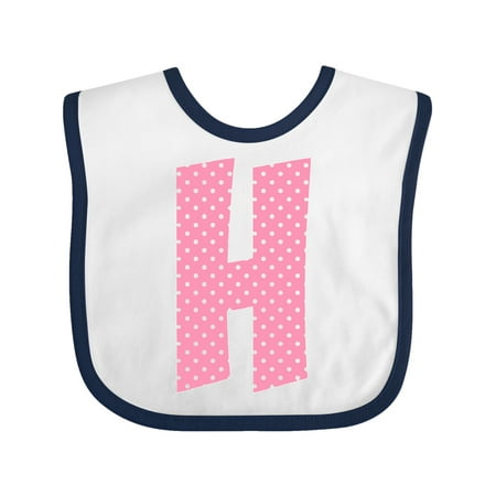 Inktastic Pink and White Polka Dots Letter H Gift Baby Boy or Baby Girl Bib