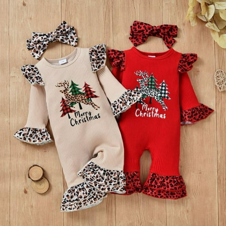 BULLPIANO Newborn Baby Girl Christmas Romper Cute Flared Sleeve Ruffle Jumpsuit Bodysuit One-Piece Bell-Bottom Fall Outfits Headband
BULLPIANO Newborn Baby Girl Christmas Romper Cute Flared Sleeve Ruffle Jumpsuit Bodysuit One-Piece Bell-Bottom Fall Outfits Headband