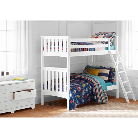 Better Homes and Gardens Kids Pine Creek Twin Over Twin Bunk Bed, White