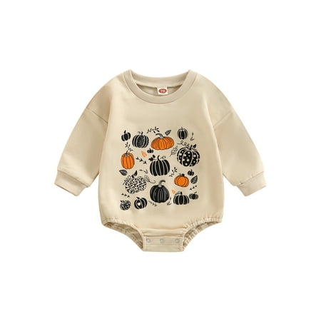 Blotona Newborn Baby Halloween Romper Long Sleeve Crew Neck Pumpkin Print Bodysuit Fall Clothes for Infant Toddler
Blotona Newborn Baby Halloween Romper Long Sleeve Crew Neck Pumpkin Print Bodysuit Fall Clothes for Infant Toddler