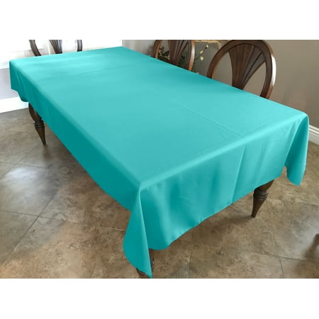 Polyester Poplin Gaberdine Durable Tablecloth Solid Aqua