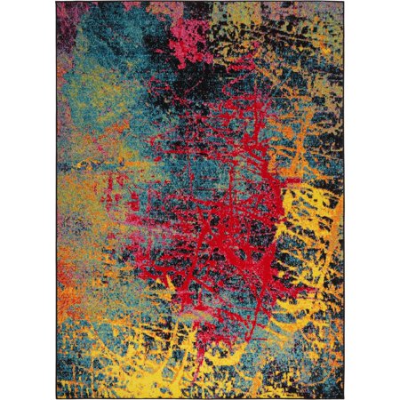 Porch & Den Hampden Hickory Red/ Yellow/ Blue Paint Splashes Area Rug - 7'10 x 10'2