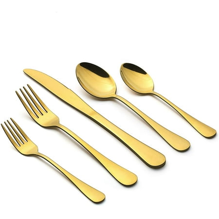 Gold Silverware Set 20 Piece Stainless Steel Flatware Cutlery Set for 4 Gold Mirror Finish Ideal for Home Wedding Fe
Gold Silverware Set 20 Piece Stainless Steel Flatware Cutlery Set for 4 Gold Mirror Finish Ideal for Home Wedding Fe