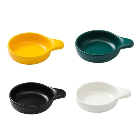 NUOLUX 4pcs Ceramic Snack Dishes Sauce Dishes Ceramic Condiment Plates Hydraulic Disc